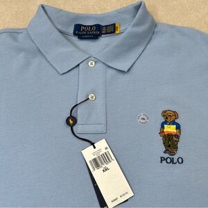 Polo by Ralph Lauren Men's Light Blue Polo with Bear Embroidery